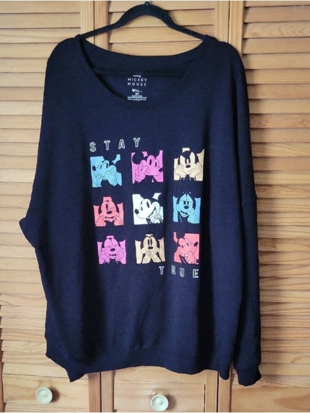 Disney Mickey Mouse Stay Kind Stay True Black Graphic Pullover Sweatshirt  2XL